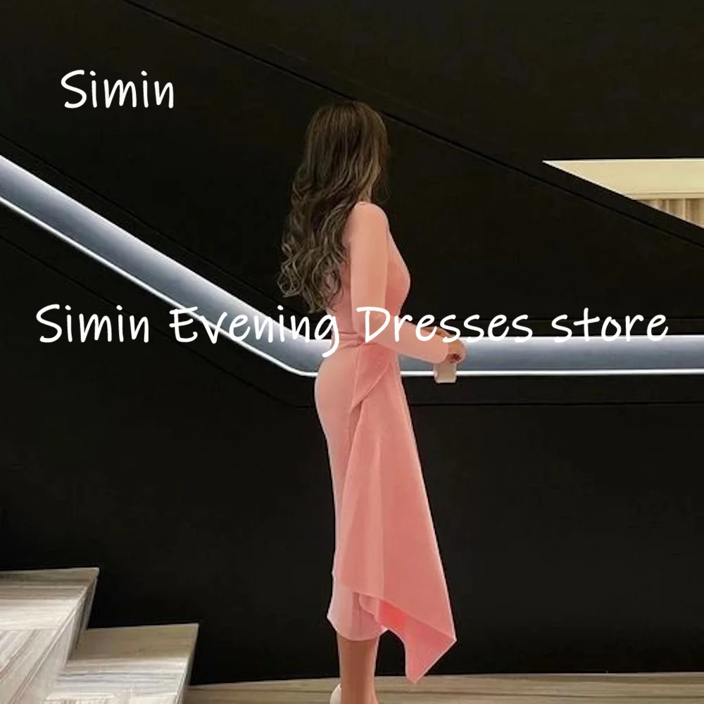 Simin Satin Mermaid Scoop Neckline Ruffle Popular Formal Prom Gown Tea-length Evening Elegant Party dresses for women 2023