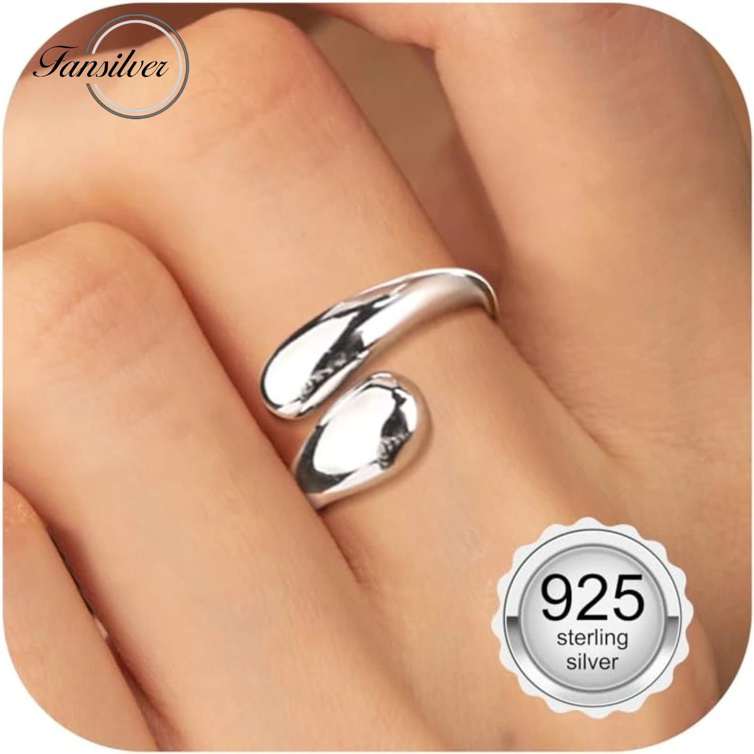 

Fansilver 925 Sterling Silver Ring for Women Adjustable Chunky Thumb Rings Finger Band Statement Rings Perfect Jewelry Gifts