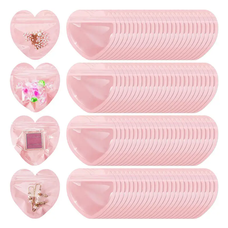 10/15pcs Heart Shape Sealing Bags Resealable Smell Proof Bags Pouch For Food Jewelry Storage Small Business Packaging Supplies