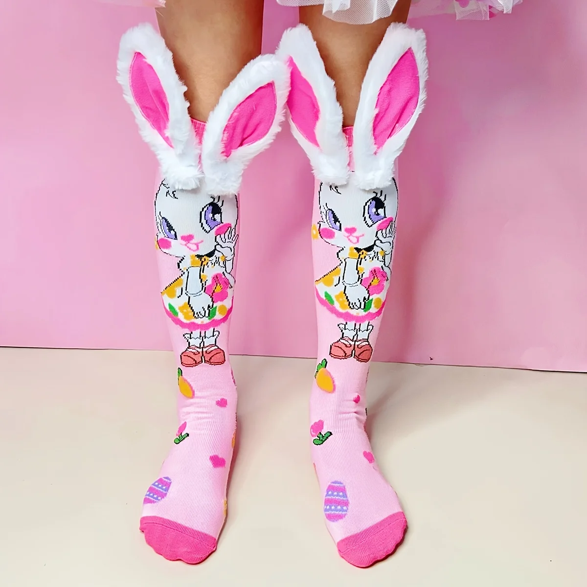 1 Pair Of Cute Decor Socks for Girls,Colorful Bunny Ear Knee High Socks,Baby/Toddler/Teens Fashion Socks,Suitable for All Season,Decorative Party Socks,School Socks for Girls,back to school,girls school socks
