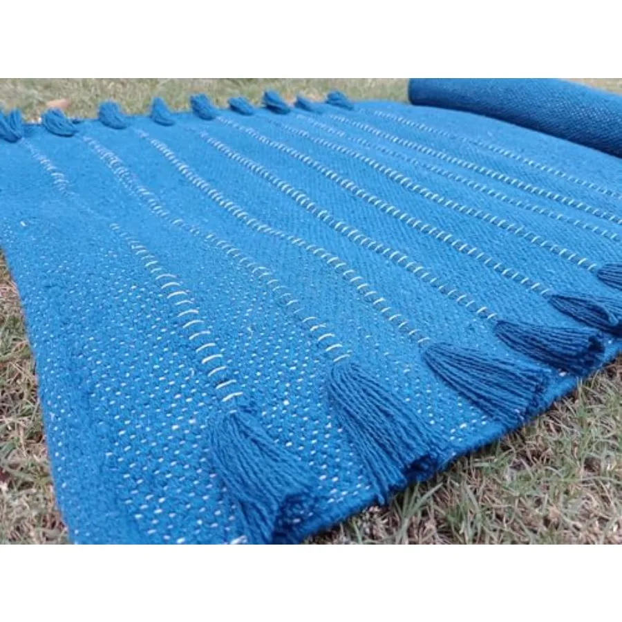 

Jaipur art and Rugs Organic Cotton Yoga Mat - Eco-Friendly Hand-Woven Rug - Non Slip and Thick 24"x72"x5mm for Everyday Fitness