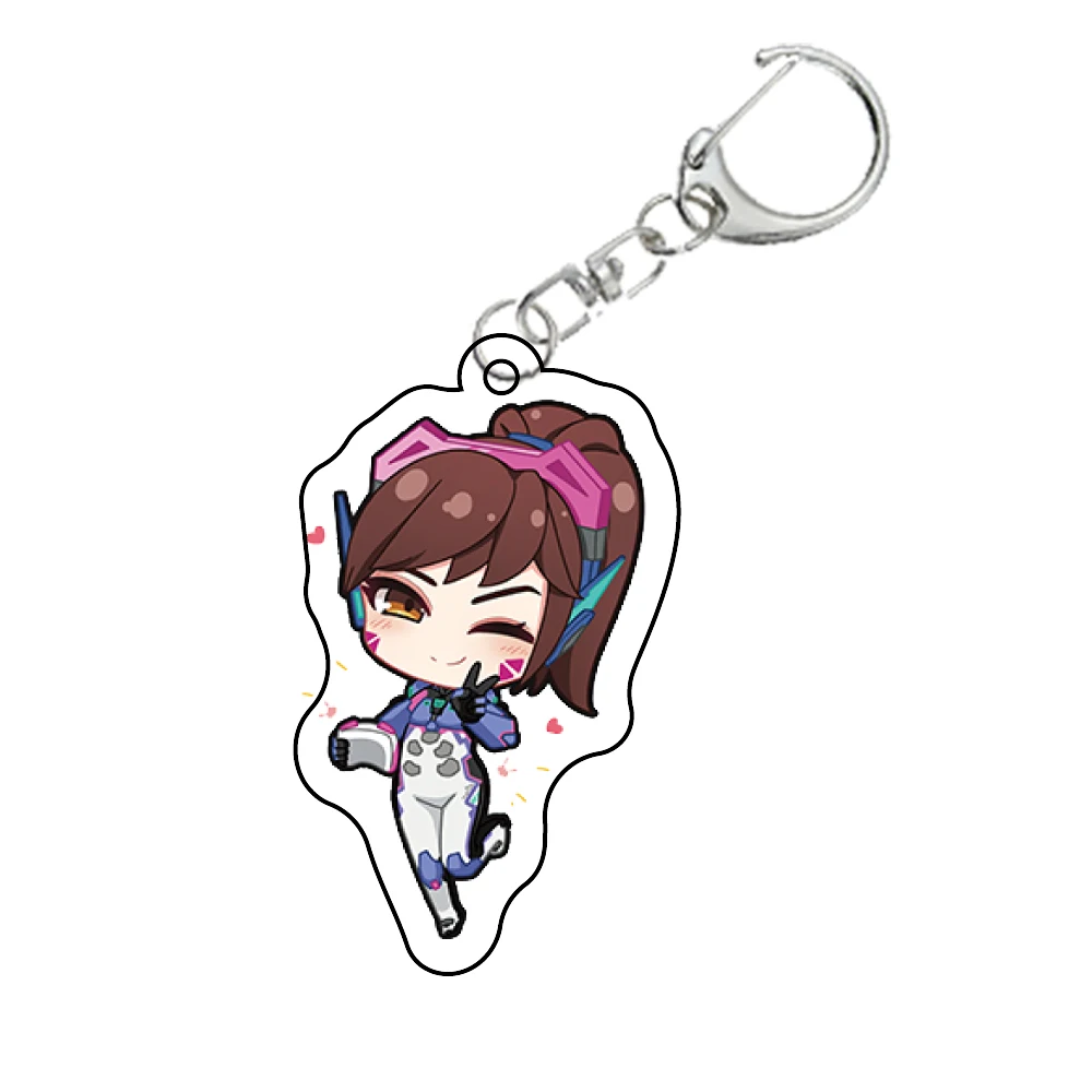 Overwatch 2 Official keychain character D.Va Kiriko Genji Mercy Tracer Reaper Hanzo Ana Lucio Ashe Chibi Acrylic Bag pendant