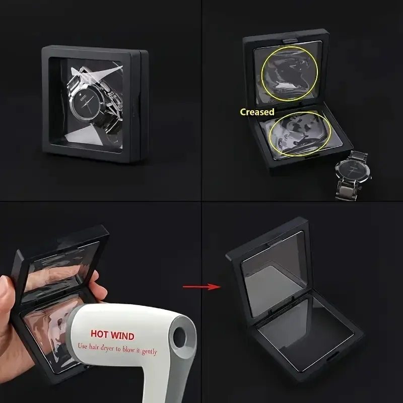 20Pcs Clearview 3D Floating Display Cases Dustproof Acrylic Jewelry Storage Box with Elastic Film Transparent Hanging Organizer view 5