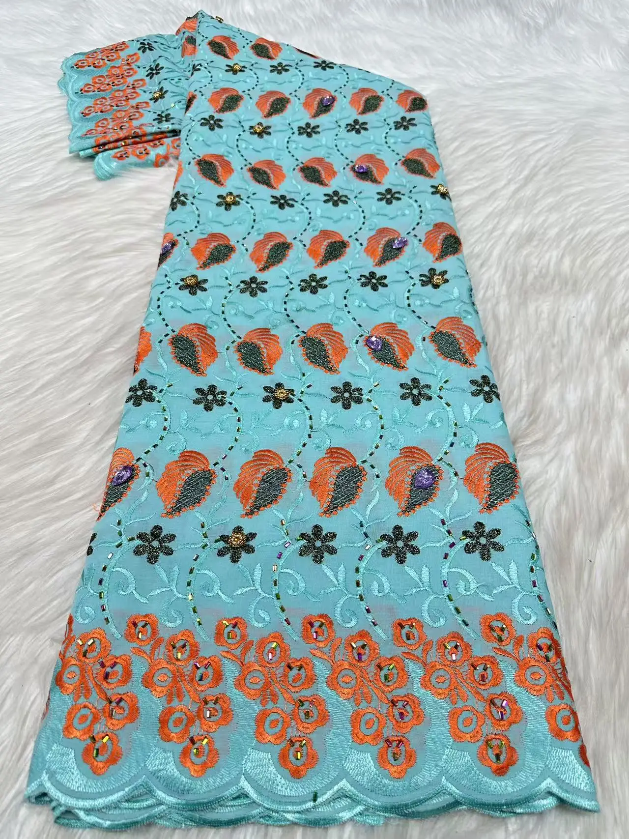 

Big Stones African Swiss Voile Lace Fabric Material Nigerian100% Cotton Embroidery Popular Dubai Style For Wedding Dress H108-1