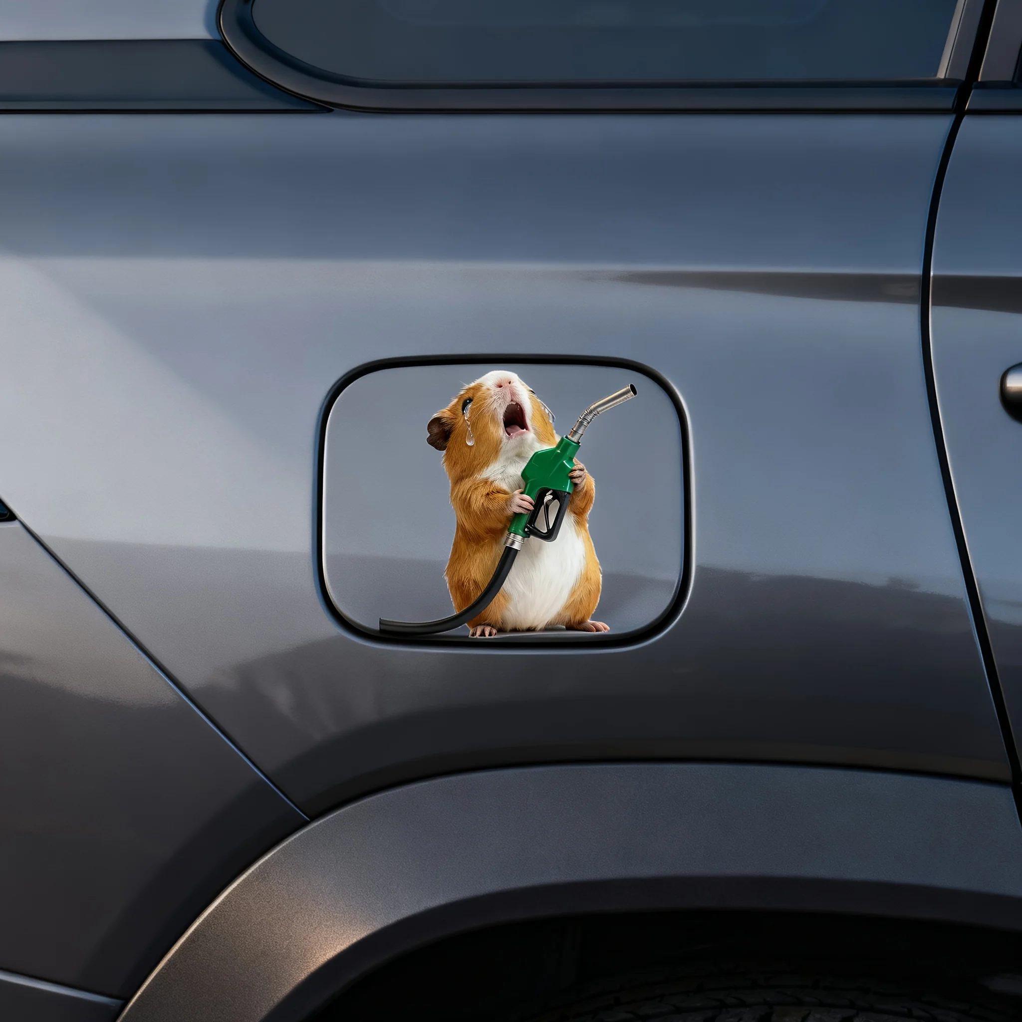 Crash Working Guinea Pig Car Sticker, Can Be Used for Car Fuel Tank Cap Decoration, Easy to Apply, No Residue, Self-Adhesive