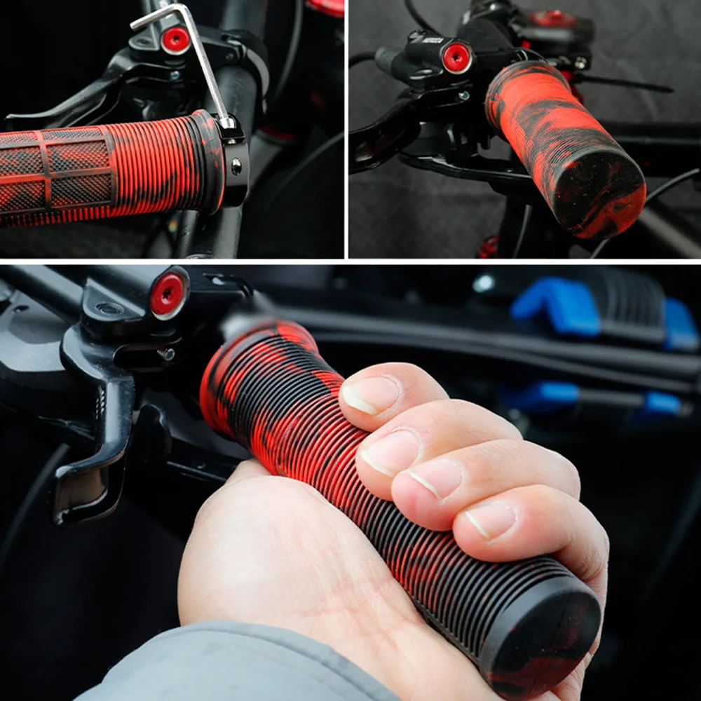 1 Pair TPR Bicycle Handlebar Grips Anti-Skid MTB Cycling Hand Rest Bar End Comfy Hand Feel Shock-absorbing Bike Grips