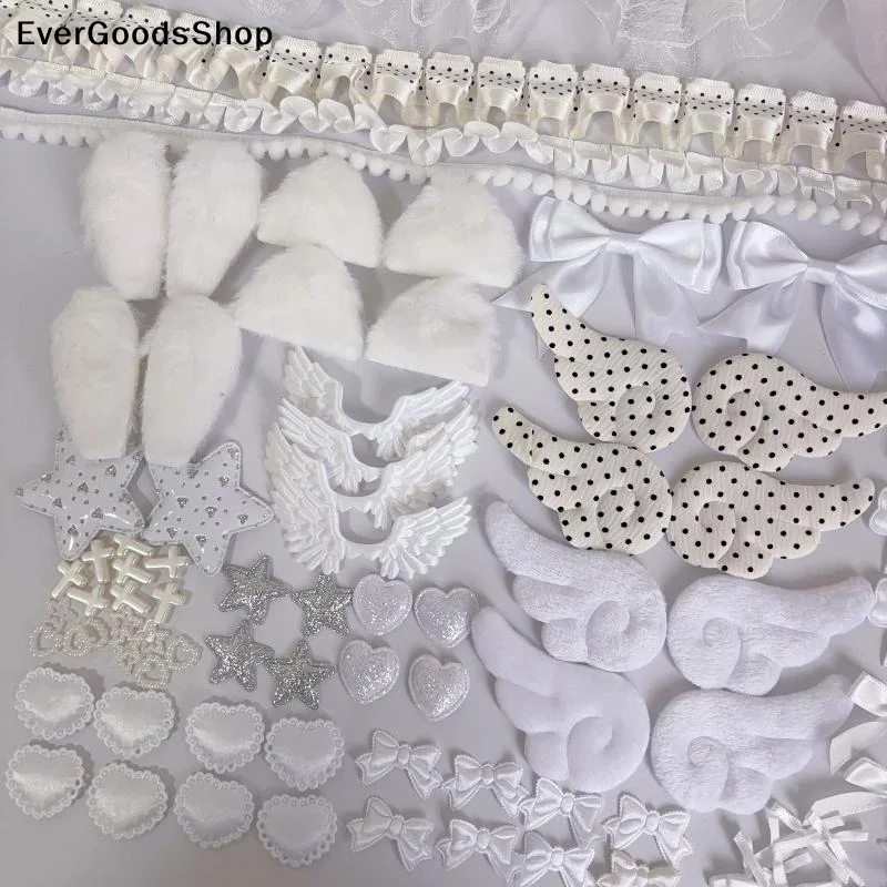 NewDIY Decorative Lace Appliques Kit Gothic Lolita Trim Decor Set Bow Lace Accessories Set Card Cover Pain Bag DIY Material Pack