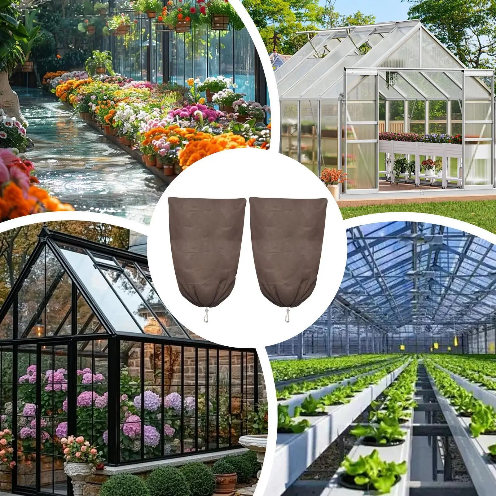 

Plant Covers Freeze Protection Drawstring Guard 2 Pieces Breathable Drawstring Cold Weather Plant Covers Outdoor For Bird Rabbit