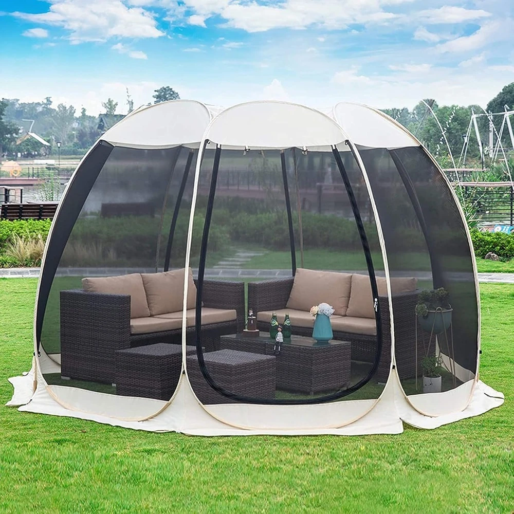 

Screen House Gazebo, 6-10 Person Pop Up Igloo Screened Canopy Tent with Mosquito Netting Sides, Instant UV Resistant Sun Shelter