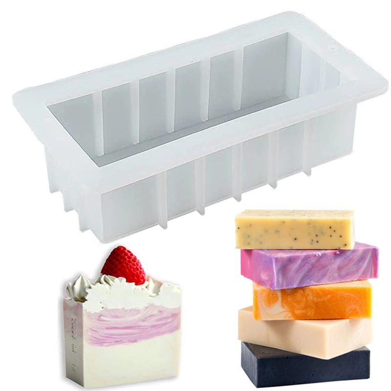 1Pcs Silicone Soap Mold Flexible Easy Removal Rectangle White Loaf Mould Handmade Soaps Making Tool