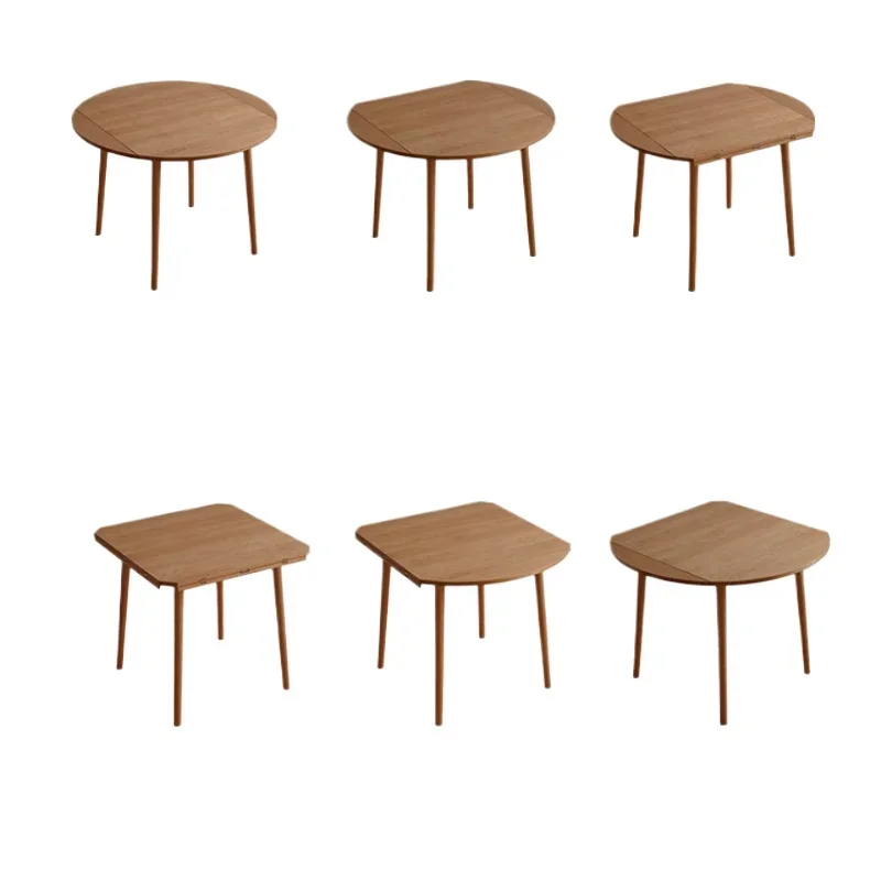 

Nordic solid wood folding round table household cherry wood retractable square table small apartment square circle dual-purpose