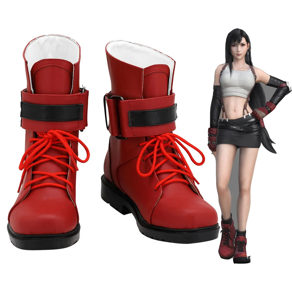 Tifa Lockhart Cosplay Tênis para Mulher, Final Fantasy VII, Custom Made, Costume Prop, Botas, Halloween, Carnaval, Festa