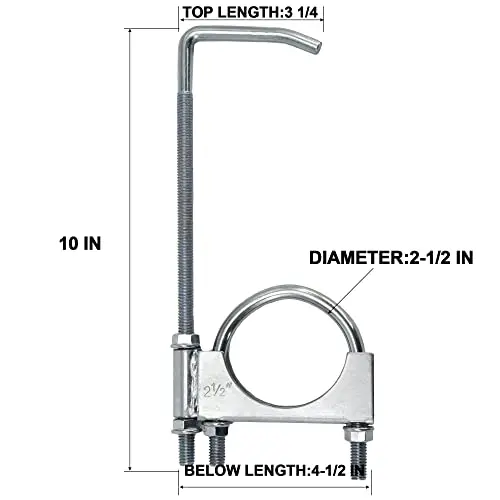 

Heavy Duty 2-1/2 Inch Universal Exhaust Clamp With Adjustable Hanger And Zinc Plated Finish For Truck Automotive Systems