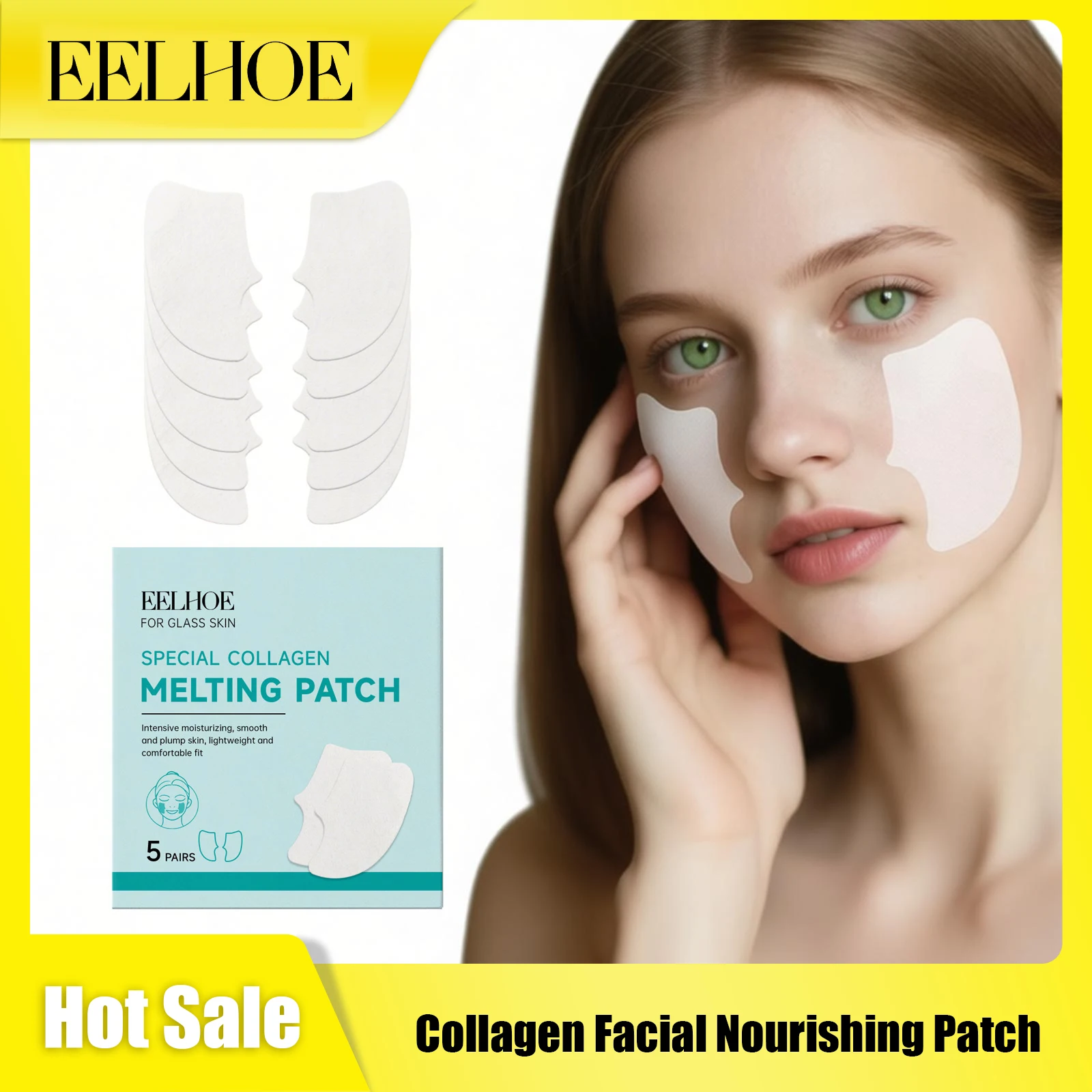 

EELHOE Collagen Facial Patch Make Skin Plump Reduce Fine Lines Brighten Skin Tone Lift Firm Shrink Pores Facial Hydrating Patch