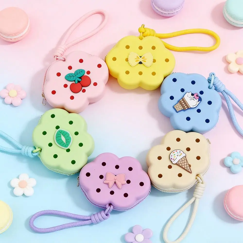 Cute Design Cloud Flower Silicone Wallet Zipper Closure Soft Silicone Card Holder Mini Size Travel Organizer Money Bag Women Use