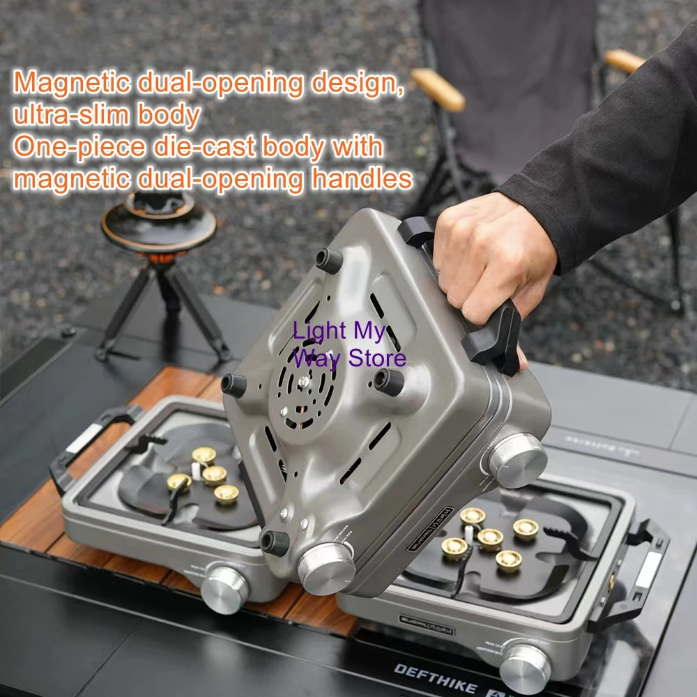 Folding Outdoor Grill  Five-Star High-Heat Dual-Burner Stove  Modular Camping Stove  Canister Stove