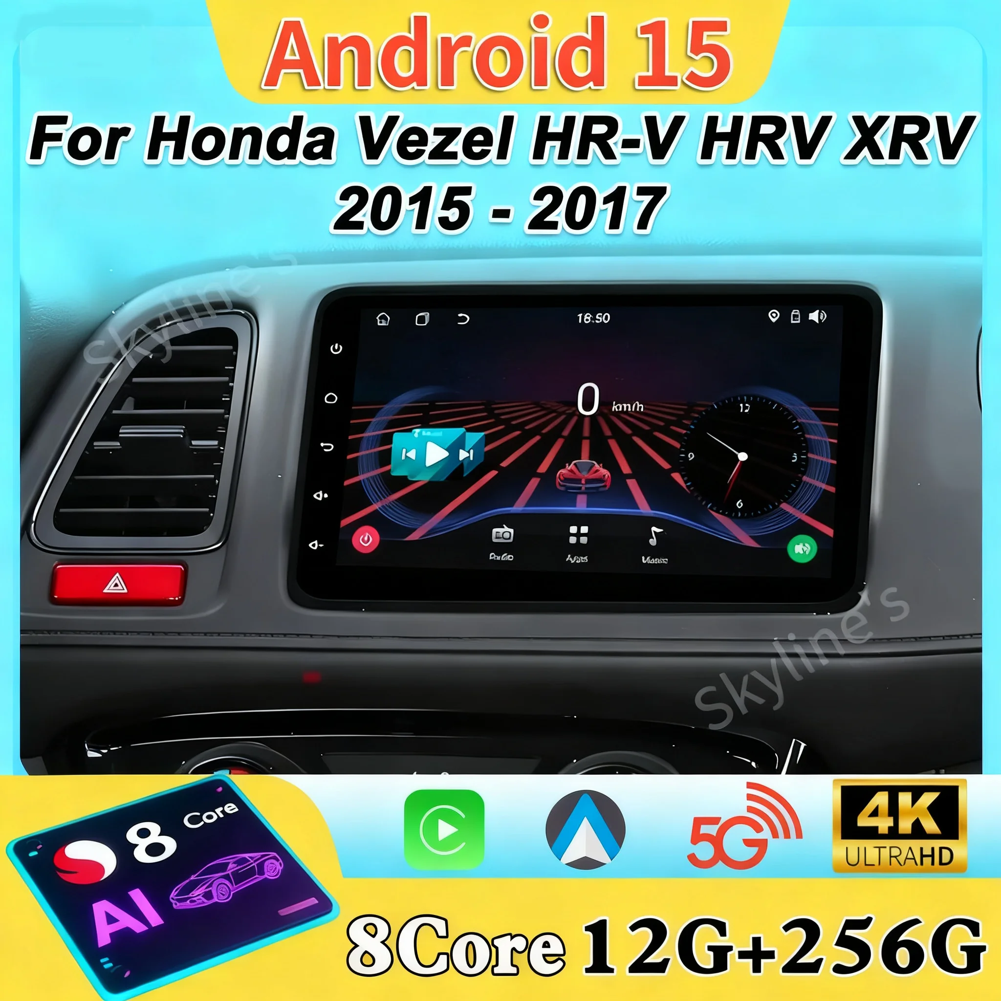 

Android 16 для Honda Vezel HR-V HRV XRV 2015-2017, Android-радиоплеер с сенсорным экраном, Carplay, 5G Wi-Fi, Bluetooth