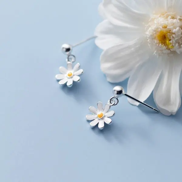 Mode Silber Farbe Daisy Ohrringe Pflanze Temperament Ohrringe Für Frauen Geburtstag Hochzeit Schmuck Geschenk – Detail 8