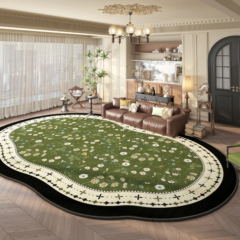 French Retro Style Rugs for Bedroom Irregular Shape Living Room Decoration Soft Carpet Washable Lounge Floor Mat Anti-slip Rug