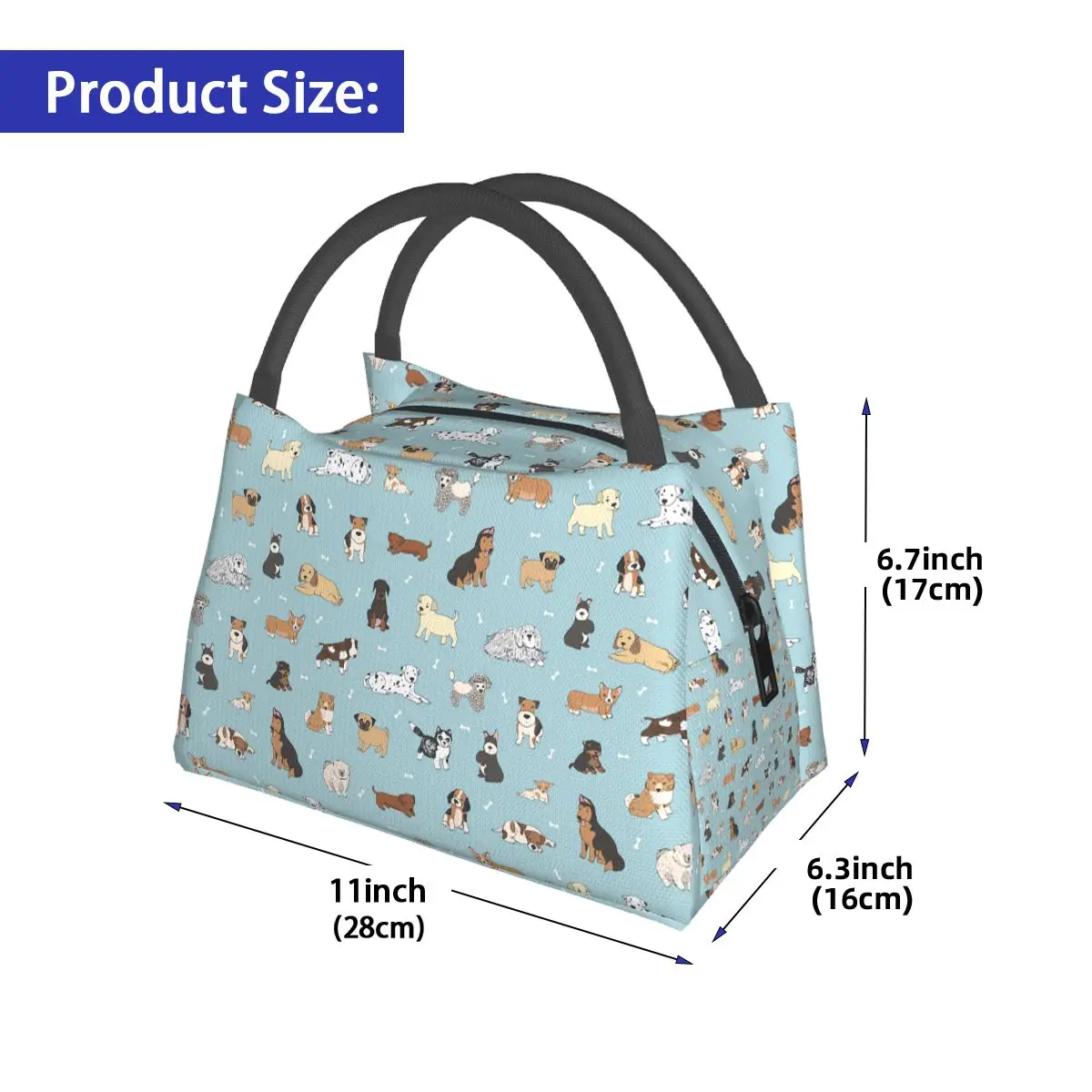Puppy Dog Insulated Lunch Bag for Women Kids Leakproof Food Boxes Thermal Lunch Box Tote