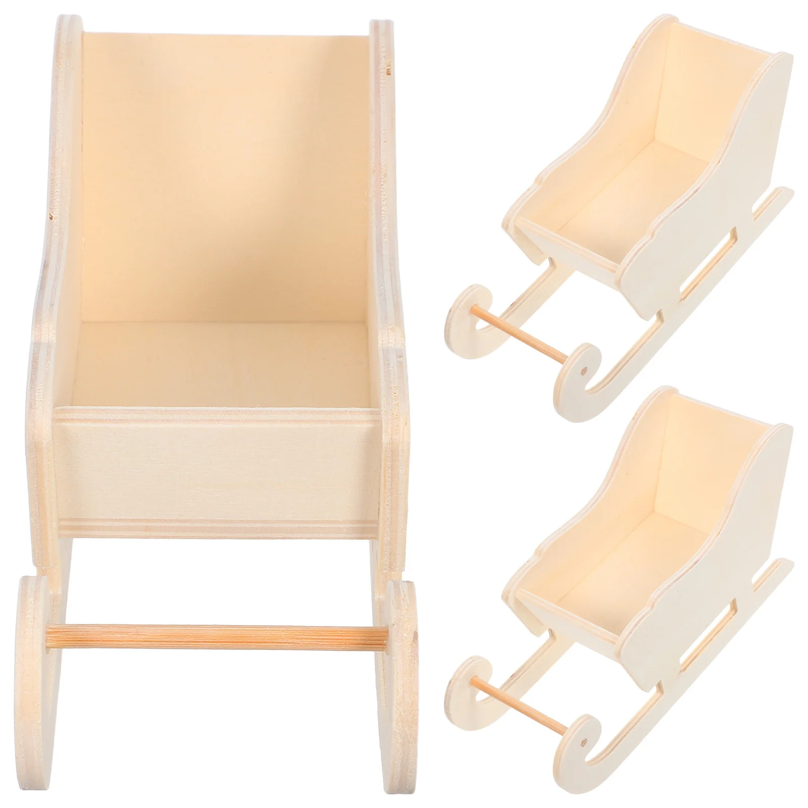 

3Pcs Christmas Sleigh Ornament with Candy Bowl Design Holiday Sleigh Decoration for Desktop Tree Festive Display