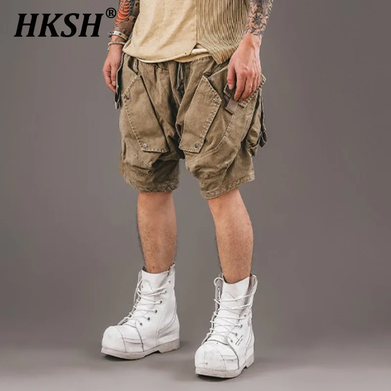 HKSH Summer New High Street Vintage Waste Land Style Tactical Casual Cotton Shorts Men's Tide Punk 3D Pocket Loose Capris HK1617