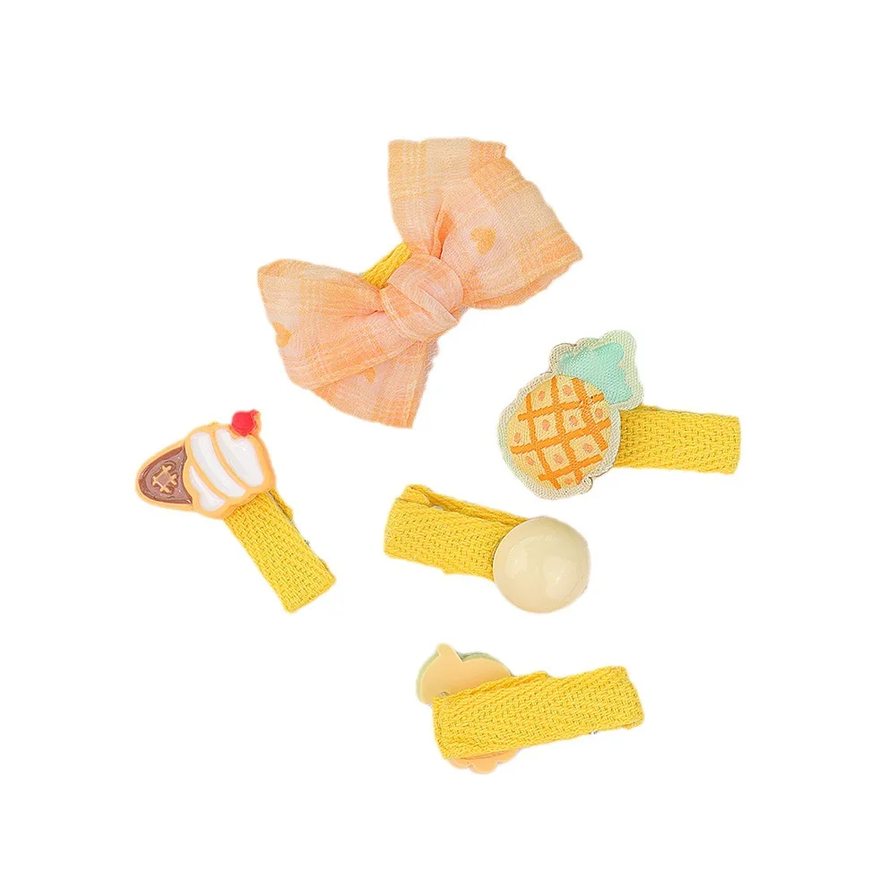 【5-Piece Set】Summer New Children's Hairpin Girl Headwear Baby Headdress Duck Mouth Clip Bow Hair Clip Side Barrettes image 5