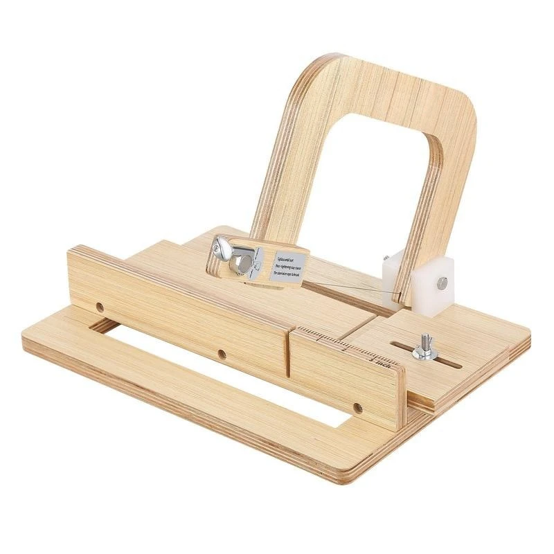 

Soap Cutter, 0-2 inch Adjustable Thickness, Wood Soap Slicer with Stainless Steel Adjustable Wire Tension, with Extra Wires, Multi Handmade Cutter for Candles, DIY Making Cutting Tool