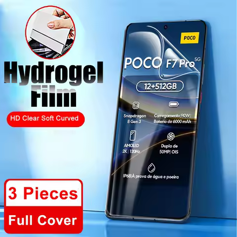 3Pcs For Xiaomi Poco F7 Pro Full Cover Hydrogel Film PocoF7 Ultra F7Pro F7Ultra Little F 7 5G 2025 HD Screen Protector Not Glass