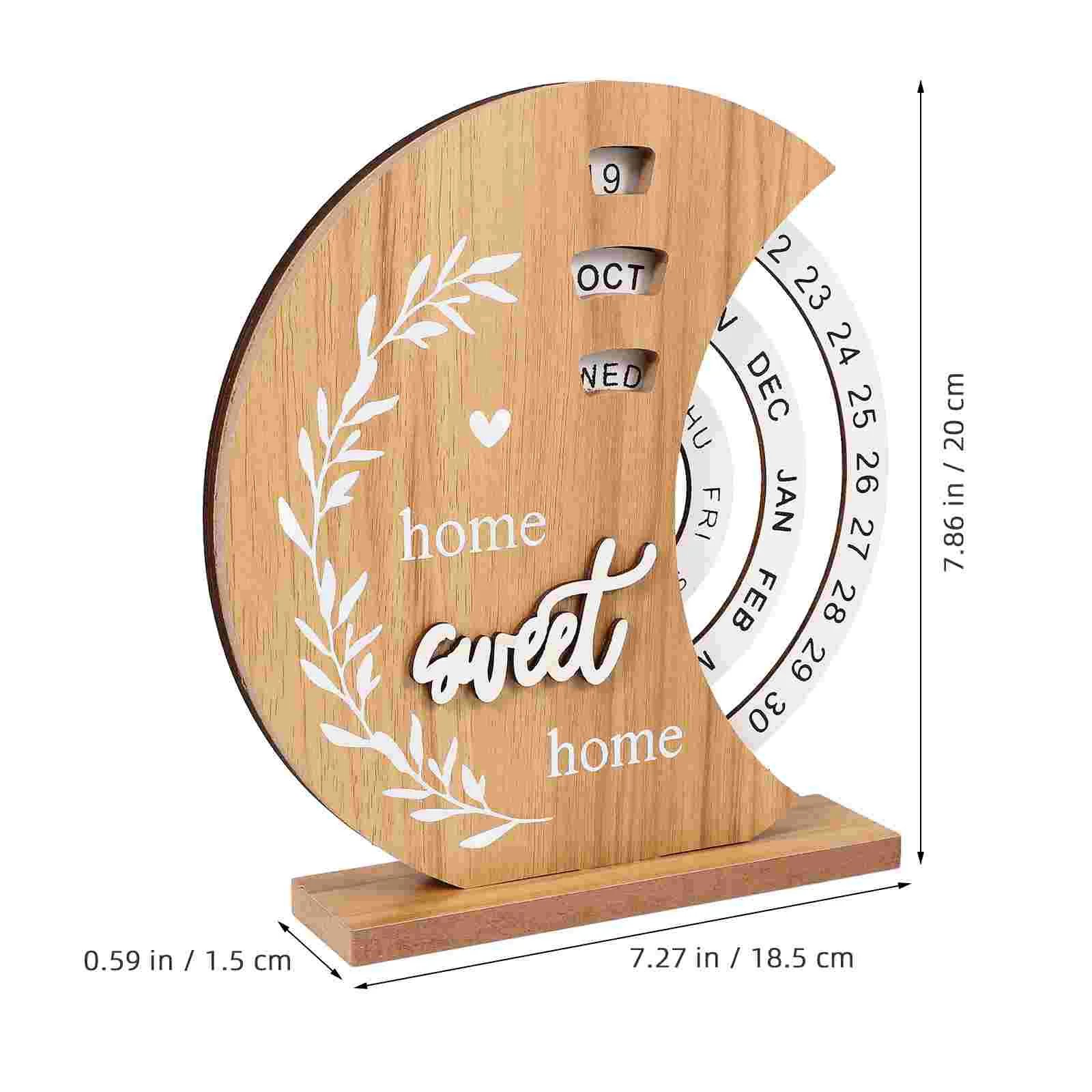 Rotierender Holzkalender, ewiger Bürokalender, dekorativer Tischkalender, Scheibenkalender, ewiger Tischkalender