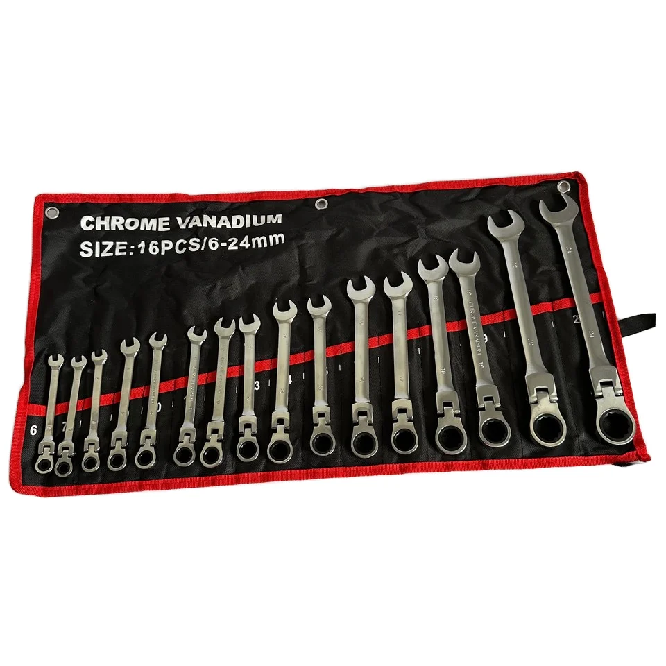 

16pcs Chrome Vanadium Steel Scratch Head Ratchet Wrench Set Combination End Wrench Kit Box Packing OEM Customizable Metric