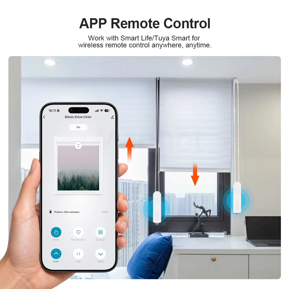 MANHOT Low-power WiFi Smart Blinds Motor Motorized Chain Roller Blind Shade Shutter Drive Curtain Motor Work With Tuya Alexa view 5