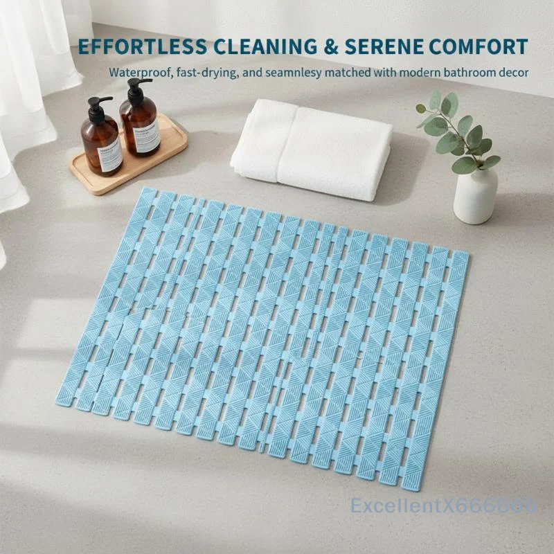 Soft Non Slip Bathroom Shower Mat Textured Grip Fast Drain Holes Machine Washable for Hotel Home Use