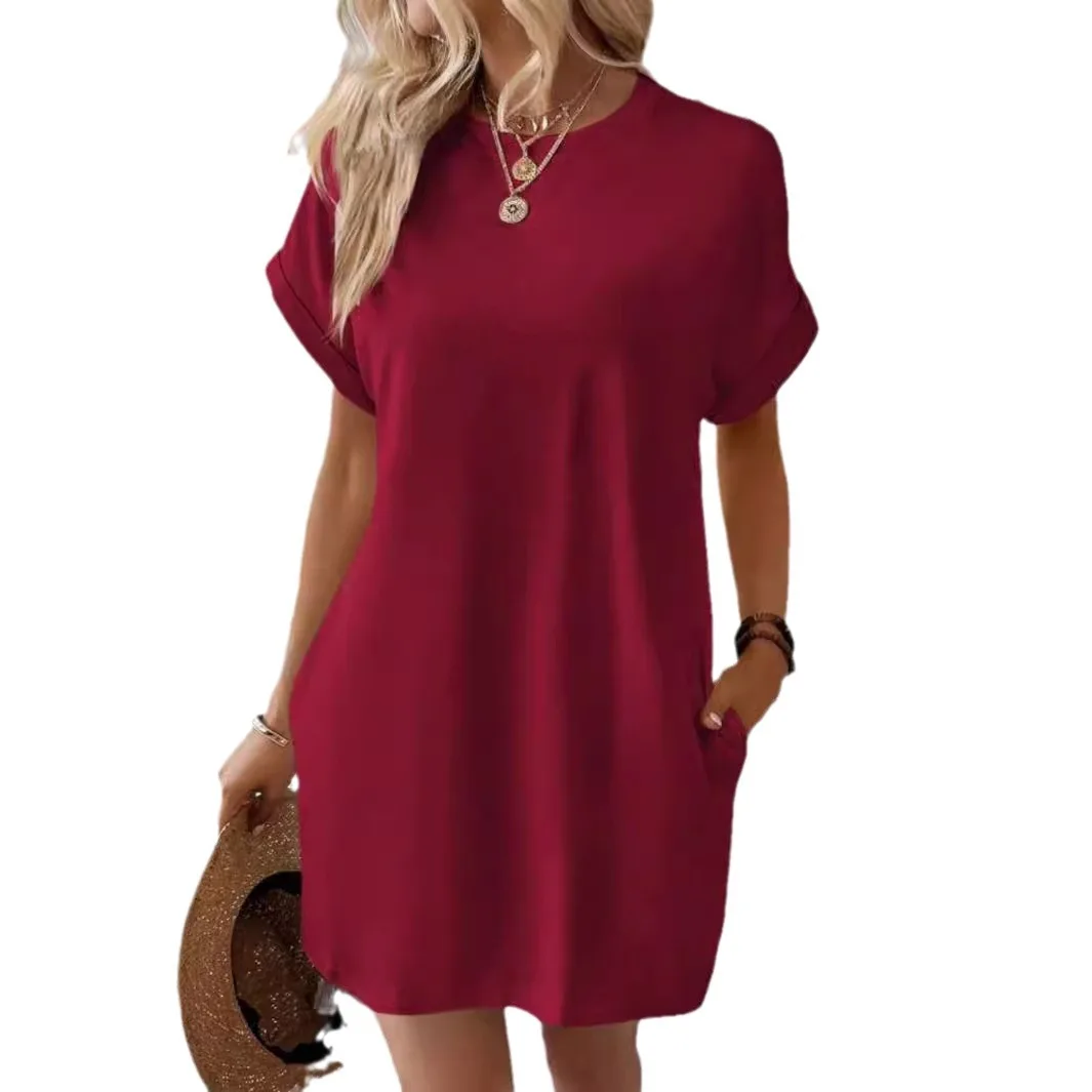 فضفاض غير رسمي مستدير Ne ort Sve Color Dr Summer 2025 جديد Sle ألياف البوليستر المحبوكة النسائية #5