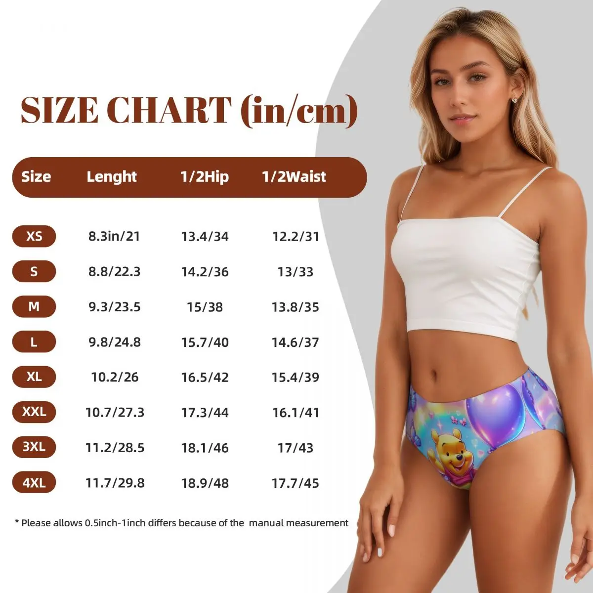 Custom Womens Winnie The Pooh Animations Cartoons Love Panties Underwear Female Breathable Hot Briefs Underpants