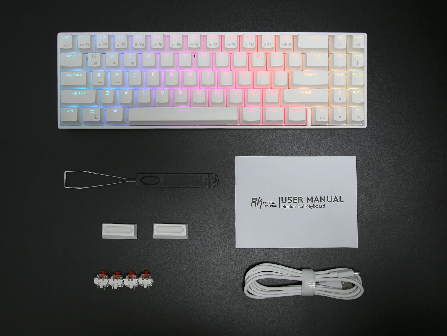 Royal Kludge RK71 Bluetooth Wireless Mechanical Keyboard 70% RGB Backlit 71 Keys Tri-Mode BT/2.4G/USB Gaming Keyboard Typewriter