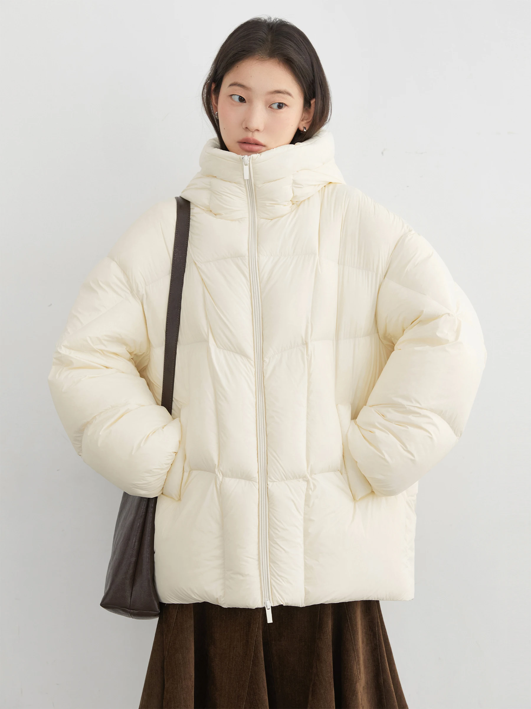 

CHICVEN Women's down Jaet Hooded Stand Collar Featherl Zero Prure Du down Warmth Winter Faion Eco-Friendly