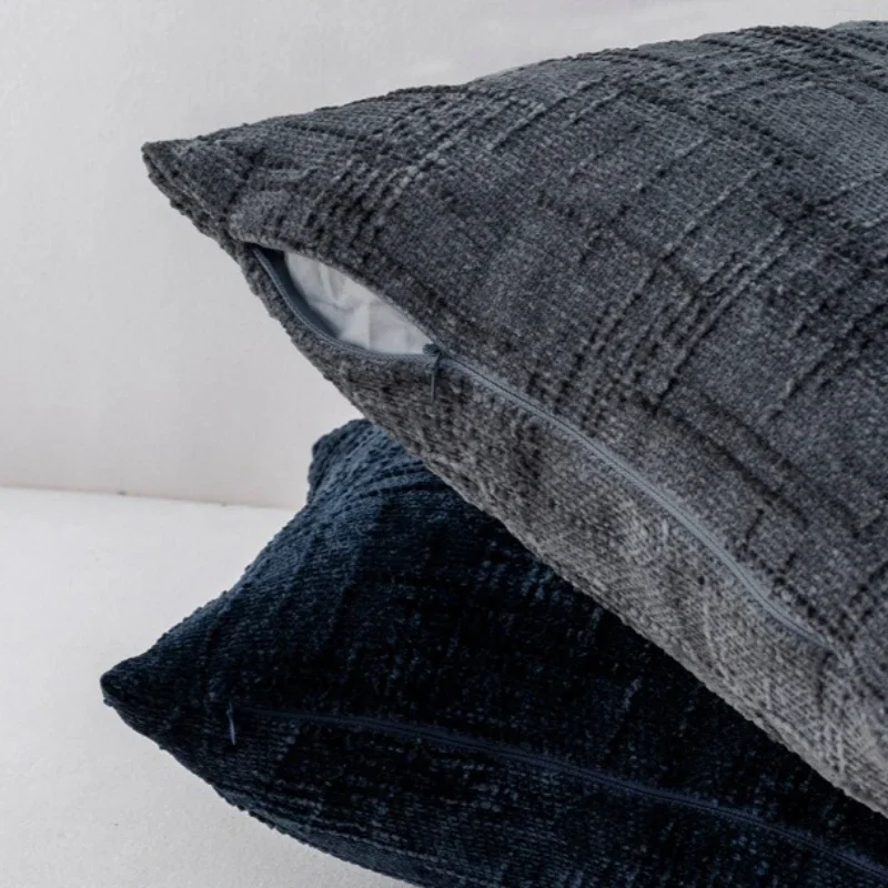 45x45cm Solid Color Chenille Pillowcase Simplicity Comfortable Fabric Pillow Covers Invisible Zipper Skin-friendly Cushion Cover