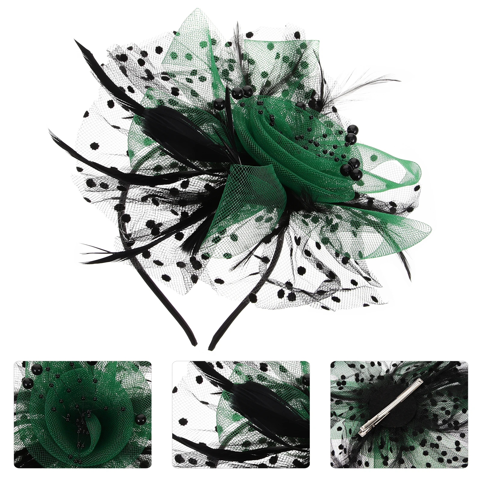 

Headb Fascinator Hat Women Artificial Hair Clips Elastic Wedding Bridal Tea Party Banquet Headdress Lightweight