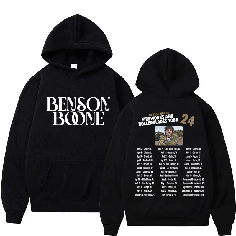 Benson Boone Hoodie Fireworks & Rollerblades World Tour Pullovers Men Women Oversized Fashion Sweatshirt Streetwear Fans Gifts