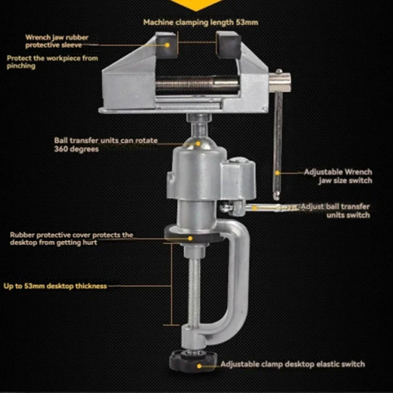 Electric Mill Support Universal Multi-function Rotary Fixed Support Aluminum Alloy Table Vice Universal Drill Support