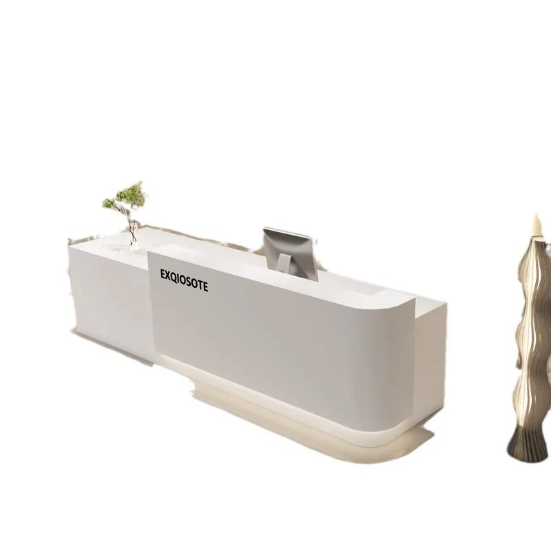 Modern minimalist style high-end sensory library front checkout page Medical and aesthetic dental clinic front desk