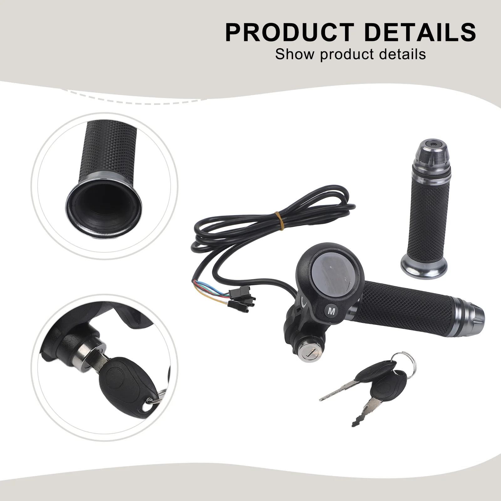 Bicycle Grip Handle E-Bike Throttle 8 Pin Connection ABS Rubber Metal Material Lithium Battery Quality Test For Electric Bicycle