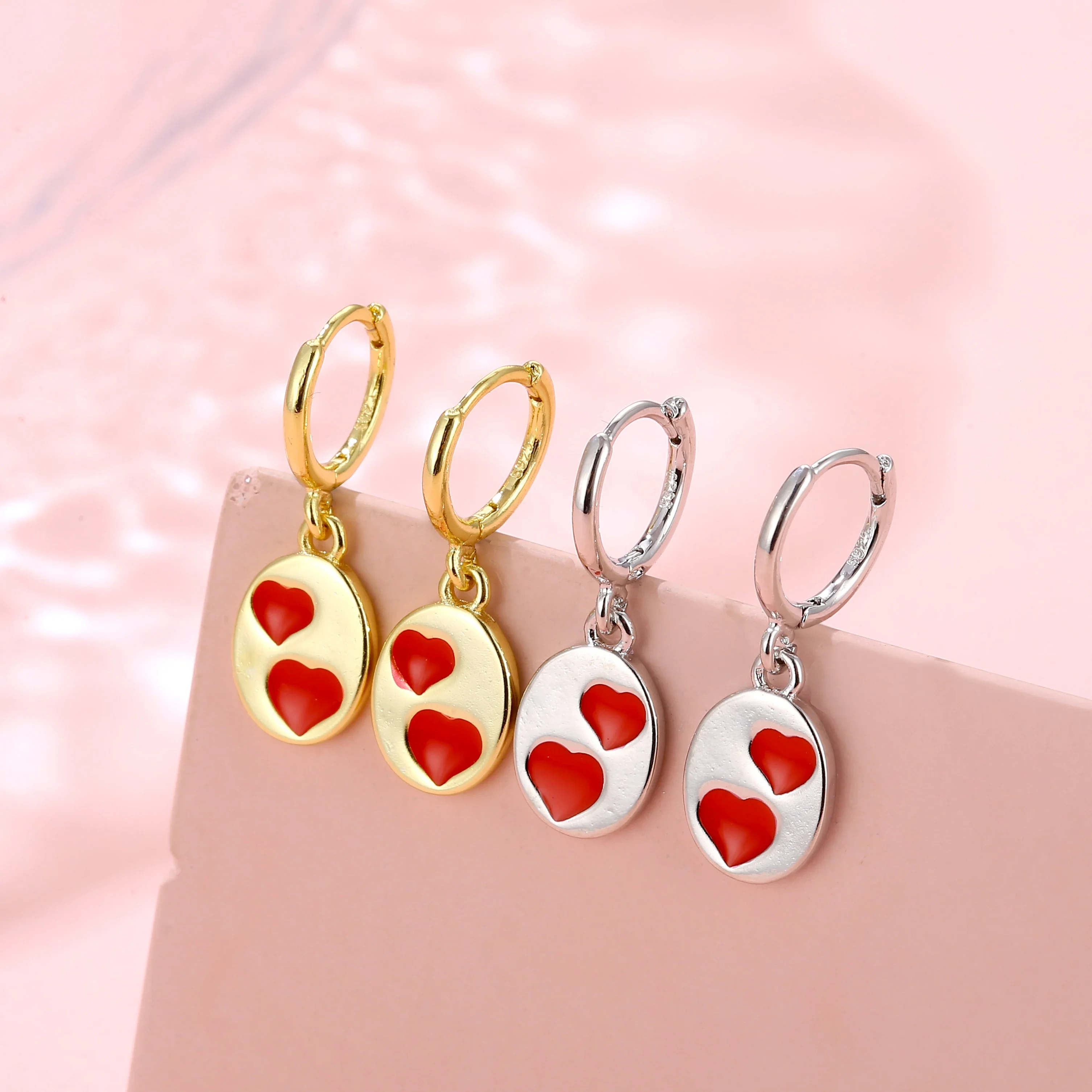 Korea New Trendy Red Enamel Love Earring Simple Temperament Red Wild Personality Charm Earrings Ear Jewelry Gifts Wholesale