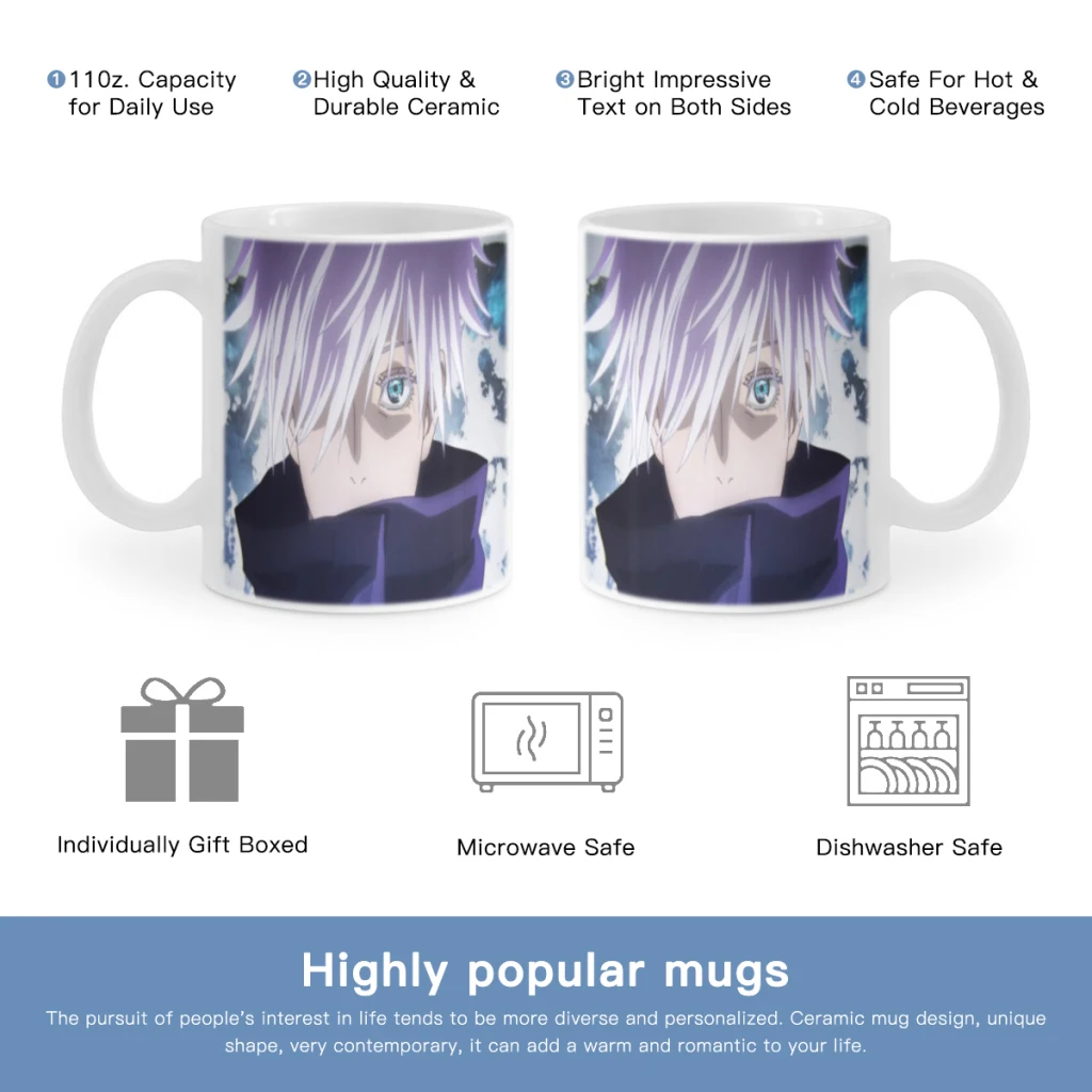 

Jujutsu Kaisen Gojo Satoru Free shipping Coffee Mug Ceramic Water Cup Heat Sensitive Coffee Cups Summer Winter Drinkware