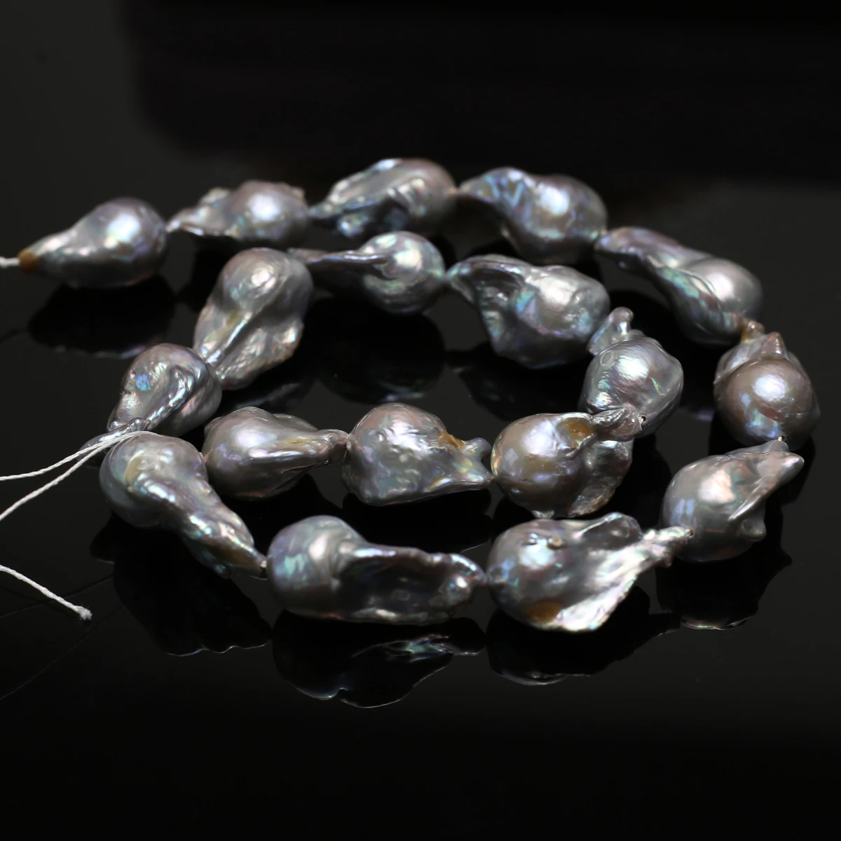 12-15 مللي متر الباروك لؤلؤ المياه العذبة الطبيعية رمادي ذيل السمكة حبة السحر DIY بها بنفسك النساء الرجال قلادة صنع المجوهرات اكسسوارات #2
