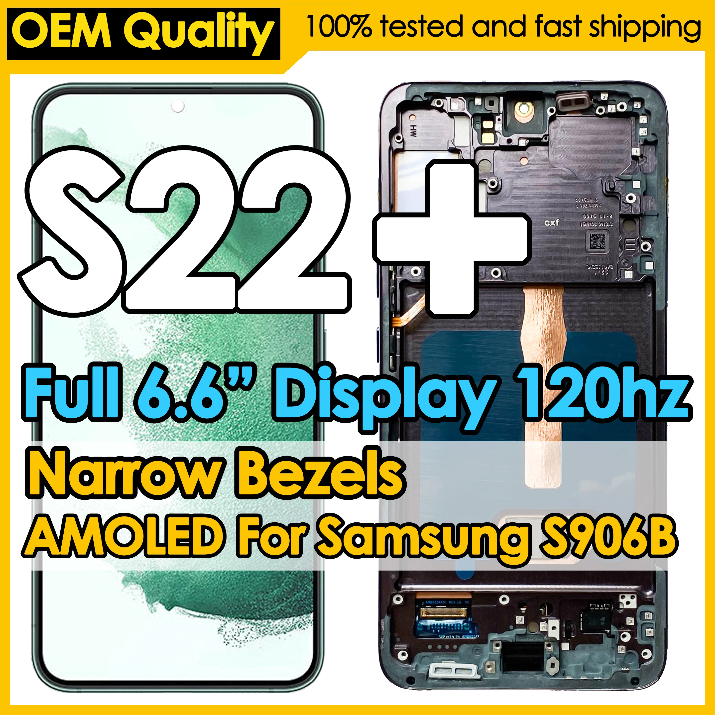 삼성 갤럭시 S22 플러스 S22+ 디스플레이 화면 교체용 OEM 다이나믹 AMOLED S906B S906U LCD 터치 디지타이저 어셈블리 수리 삼성 갤럭시 S22 플러스 S22+ 디스플레이 화면 교체용 OEM 다이나믹 AMOLED S906B S906U LCD 터치 디지타이저 어셈블리 수리