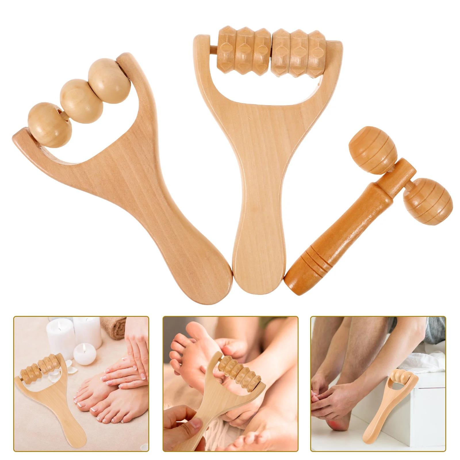 

Massage Hand Roller Leg Recovery Wood Massager for Body Walker Deep Tissue Tool Shin Back The Face Wooden