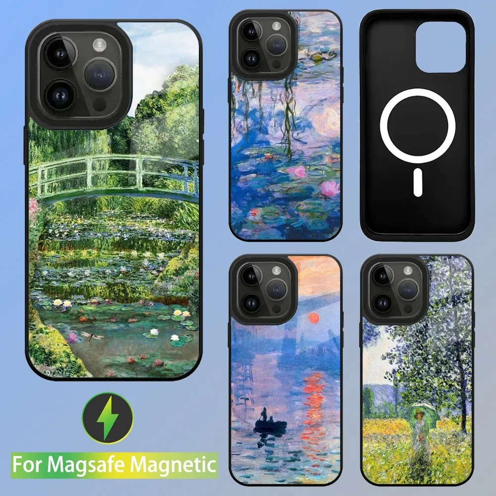 Claude Monet Art Water Lilies  Phone Case For iPhone 15,14,13,12,11,Plus,Pro,Max Mini Magsafe Magnetic Wireless Charging