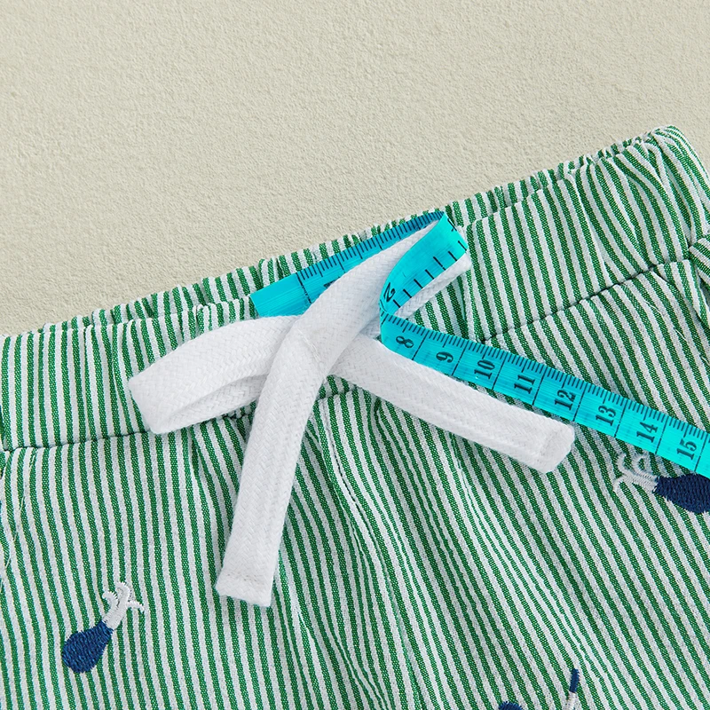 Kids jongens shorts set, korte mouw geborduurd golfkar T-shirt met gestreepte shorts peuterset zomeroutfit
